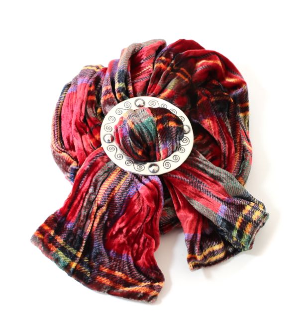 Ladycrow Scottish silk scarves and pewter scarf rings and brooches