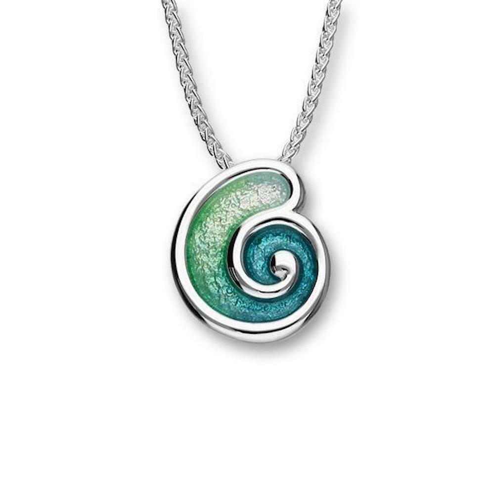 Ortak Tranquillity Blue Green Shell Shape Sterling Silver Necklace