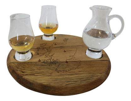 Whisky Barrel Lazy Susan with Glasses & Jug