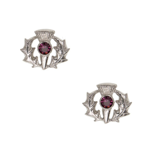 Amethyst Stone Thistle Studs