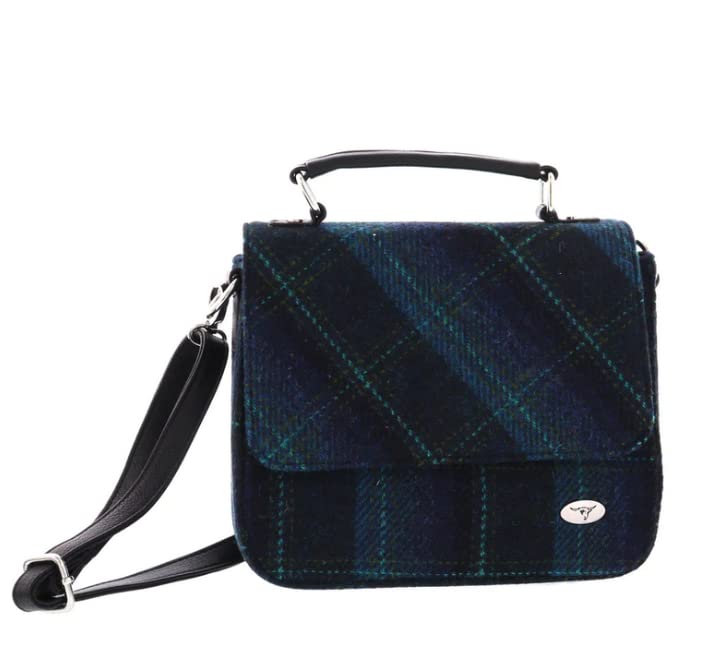 Turquoise Harris Tweed Messenger Bag