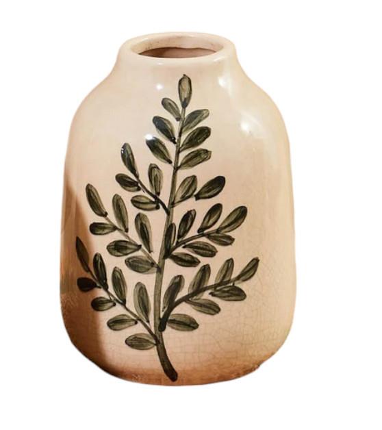 Stoneware Olive Branch Vase