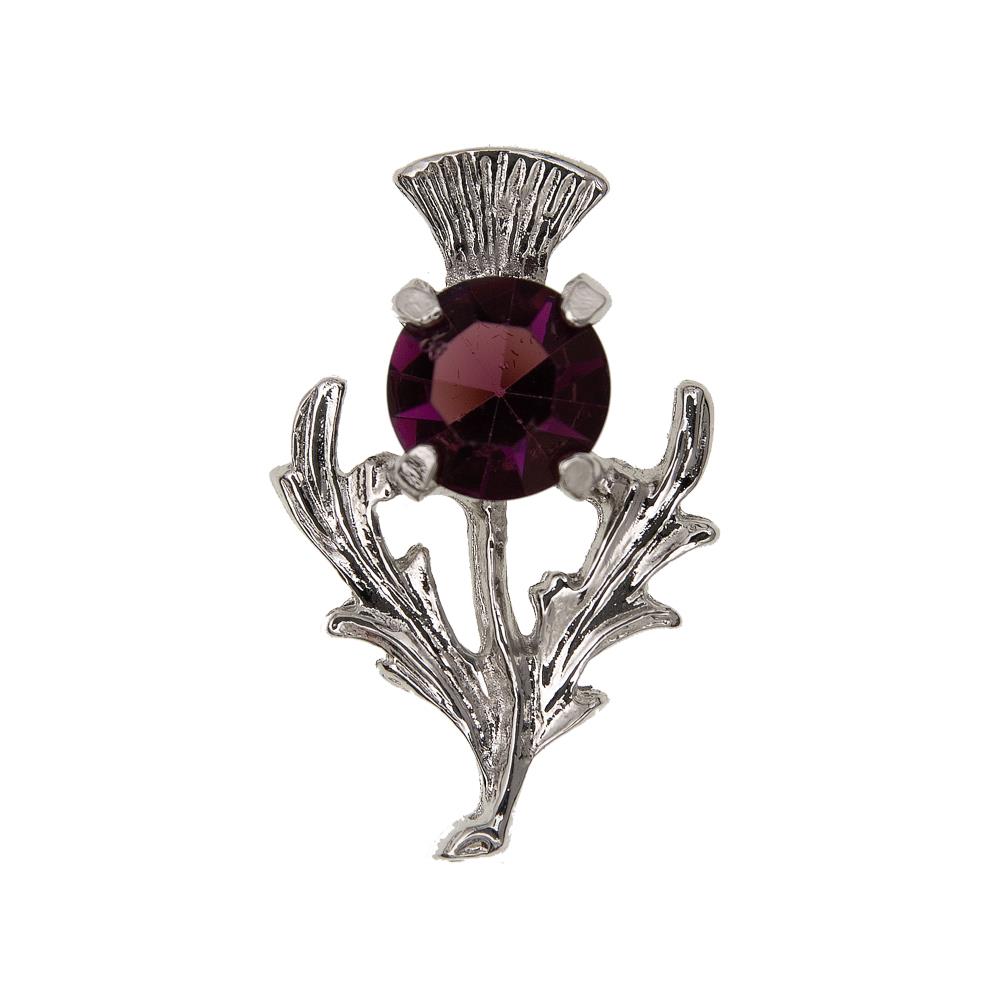 Petite Thistle & Dark Amethyst Stone Brooch