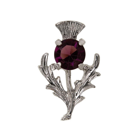 Petite Thistle & Dark Amethyst Stone Brooch