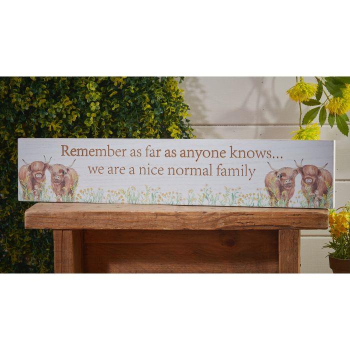 Quirky Highland Cow "Normal Family" Wooden Wall Plaque