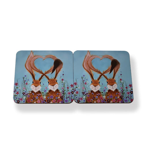 Hares In Love Set Of 6 Coasters