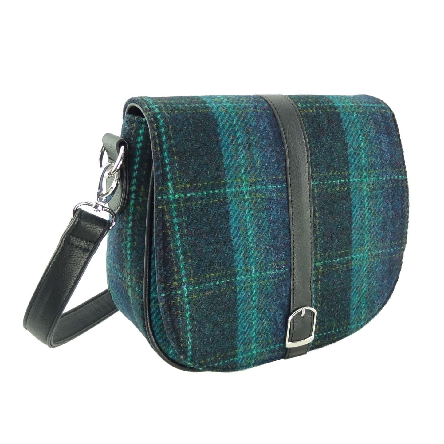 Dark Blue Turquoise Tartan Shoulder Bag