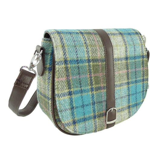 Sky Blue Sage Green Tartan Shoulder Bag