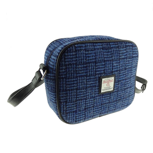 Blue Basket Weave Tweed Almond Handbag