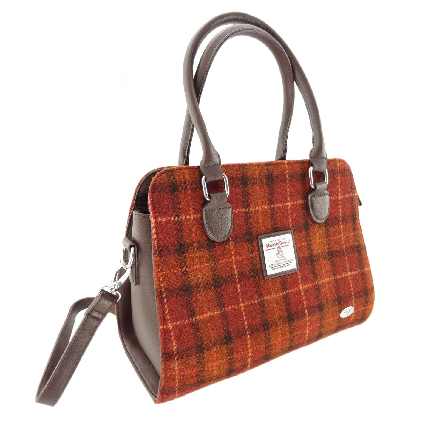 Burnt Orange Tartan Tote Handbag