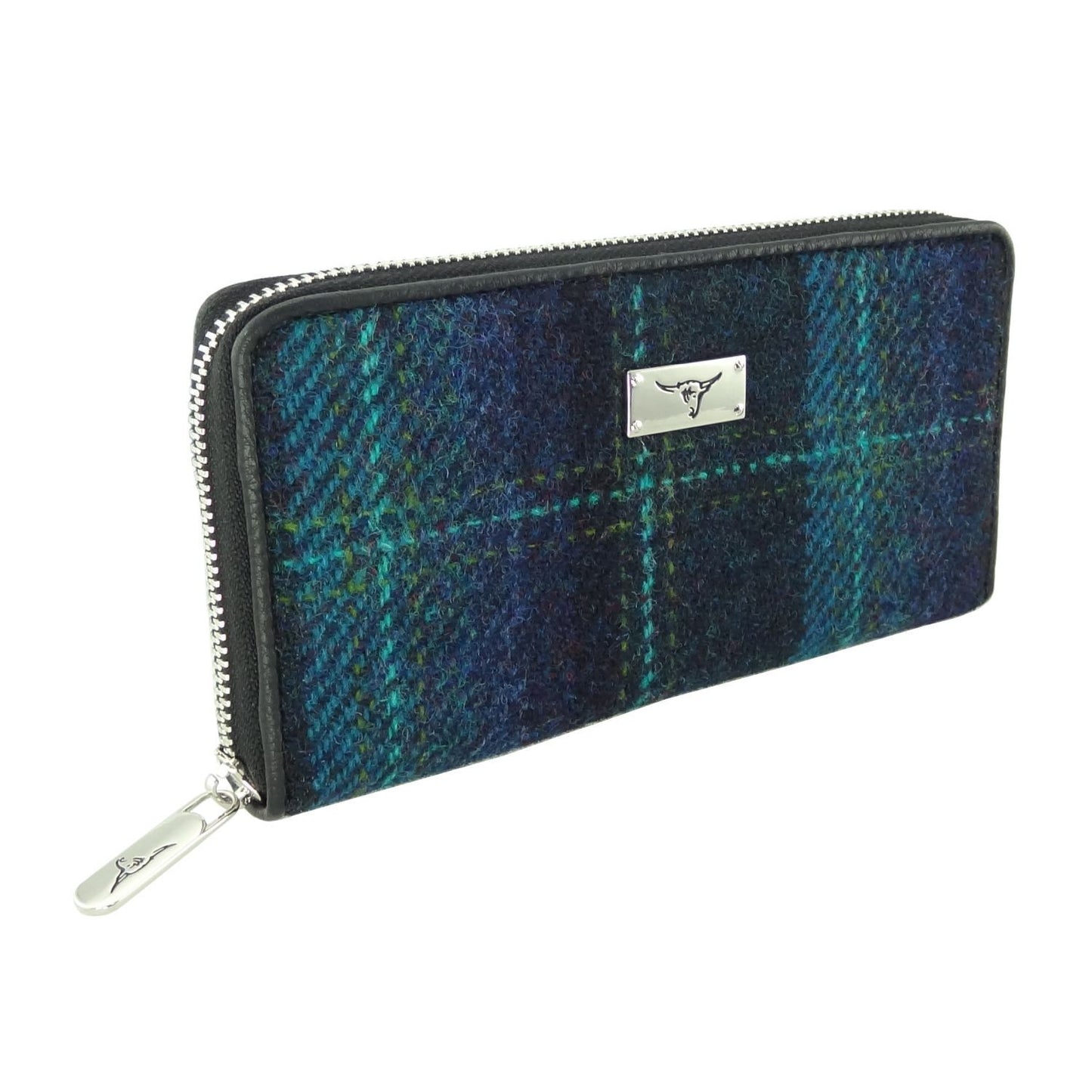 Dark Blue Tartan Zip Round Purse