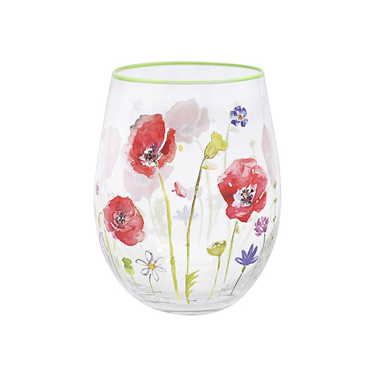 Poppy Field Stemless Glass