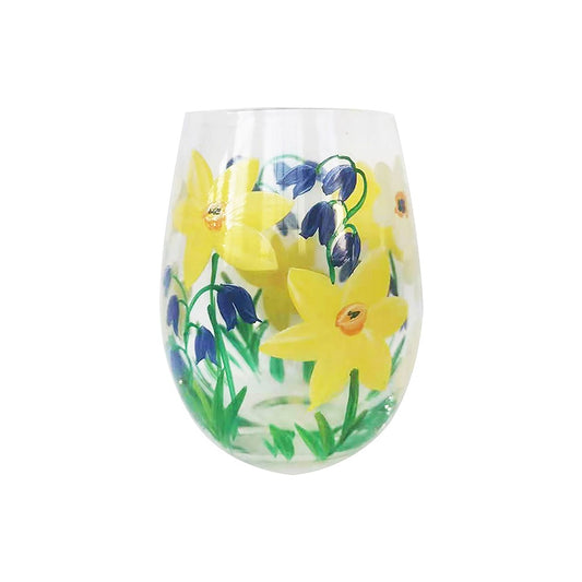 Yellow Daffodil Stemless Gin Glass