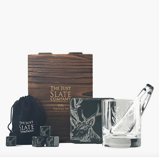 Wooden Boxed Stag Drink Set