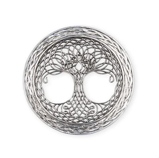 Polished Tree Of Life Plaid Brooch