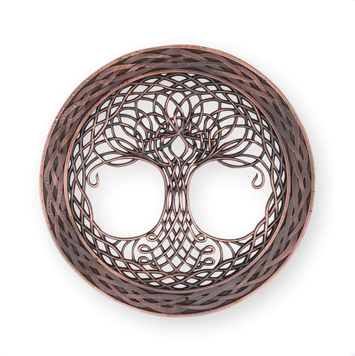 Chocolate Bronze Tree Of Life Plaid Brooch