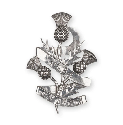 Polished 'Alba Gu Brath' Thistle Kilt Pin