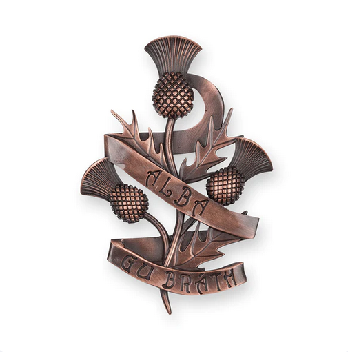 Chocolate Bronze 'Alba Gu Brath' Thistle Kilt Pin