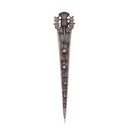 Chocolate Bronze Thistle Kilt Pin