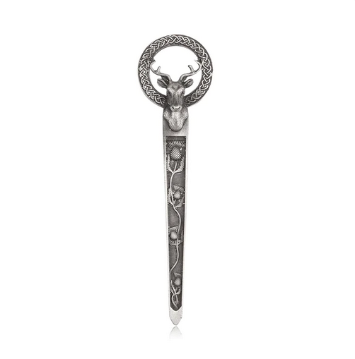 Matt Stag Celtic Knot Kilt Pin