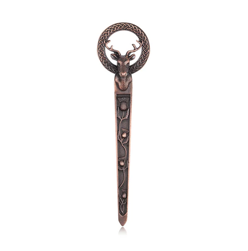 Chocolate Bronze Stag Kilt Pin