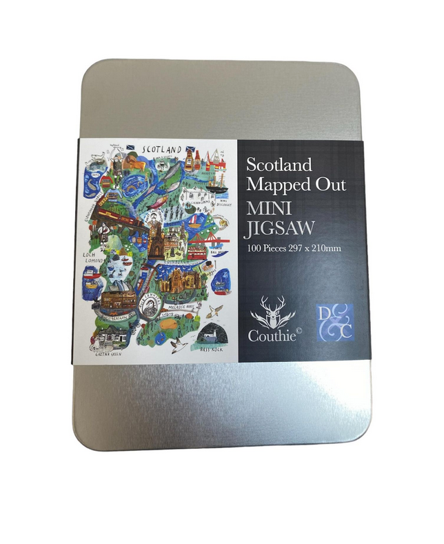 'Scotland Mapped Out' Mini 100 Piece Jigsaw Puzzle In A Tin