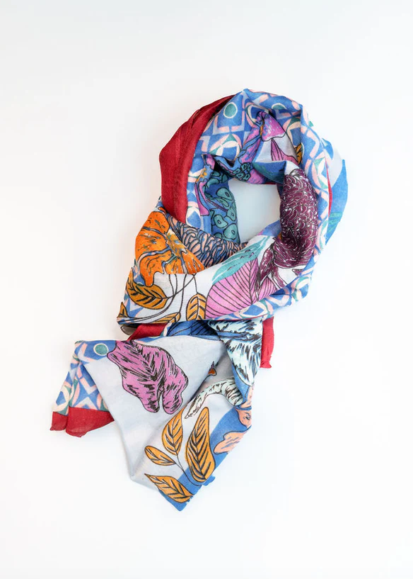 Lightweight Botanical Blueberry Scarf