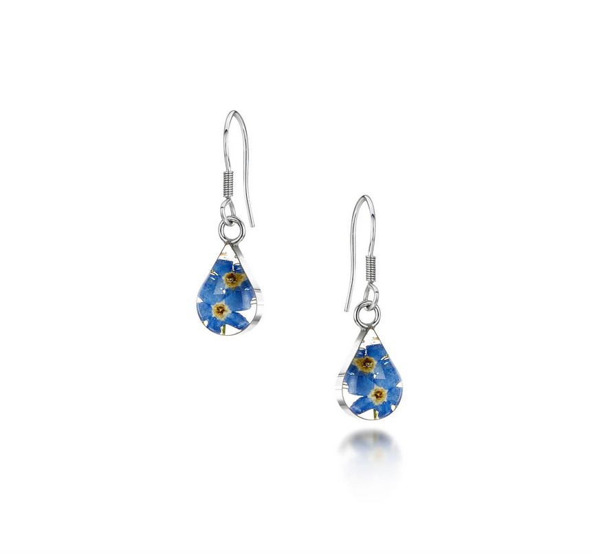 Forget Me Not Teardrop Dangle Earrings