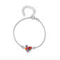 Mixed Flower Heart Charm Bracelet