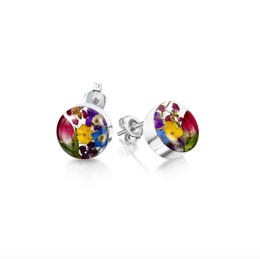 Natural Floral Round Shaped Sterling SStuds