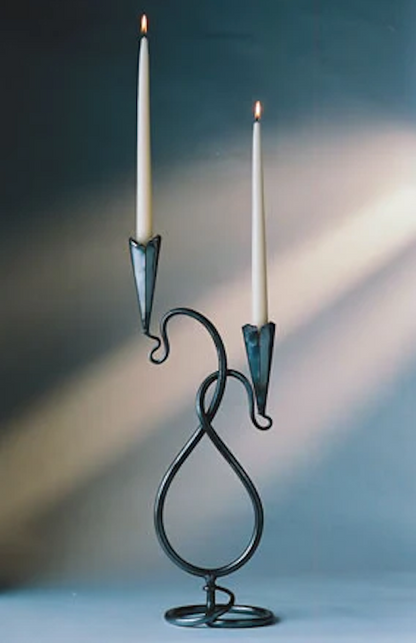 Iron Crossover Double Candlestick Holder