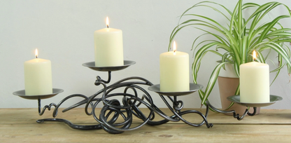 Iron Robust Quad Tangle Table Candlestick