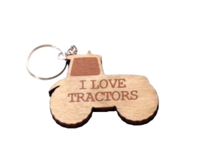 Quirky Wooden Tractor Keyring - 6 Quotes Available