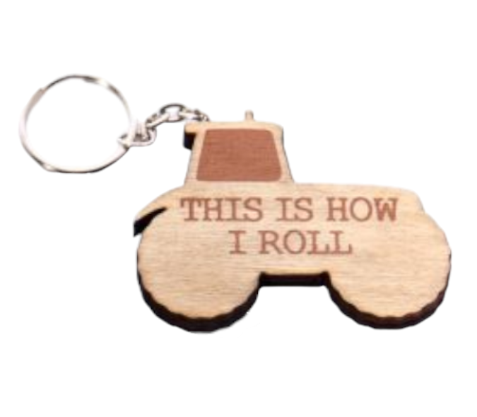 Quirky Wooden Tractor Keyring - 6 Quotes Available