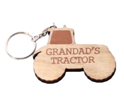 Quirky Wooden Tractor Keyring - 6 Quotes Available