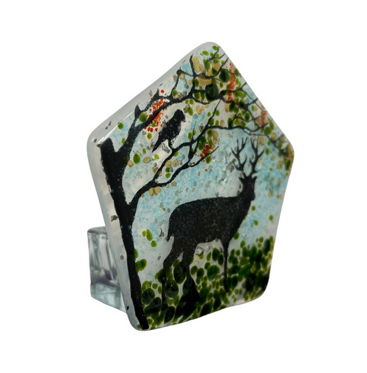 Highland Stag Glass Tea Light Holder