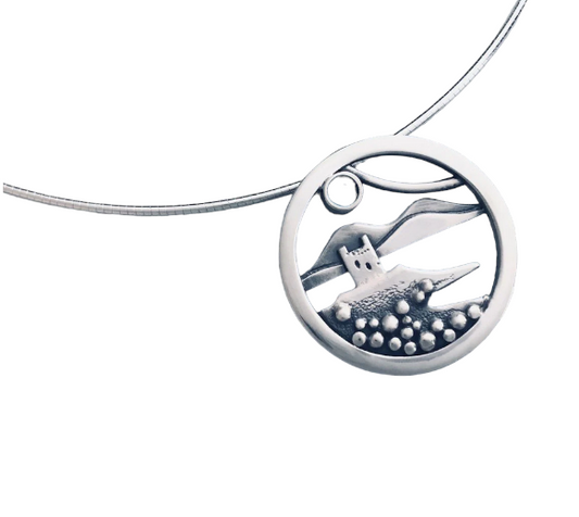 Solid Silver Orkney Jewellery Scottish Castle View Large Necklet Pendant