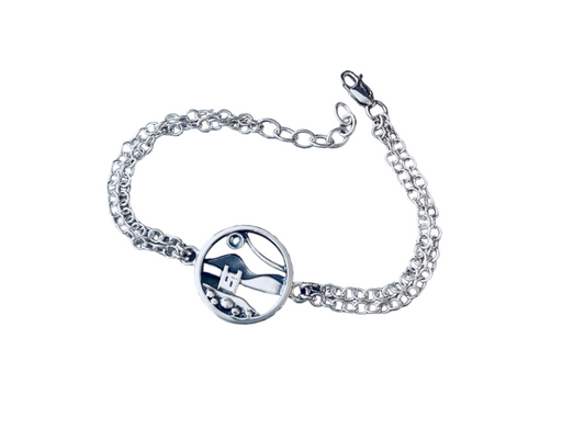 Solid Silver Castle Double Chain Bracelet