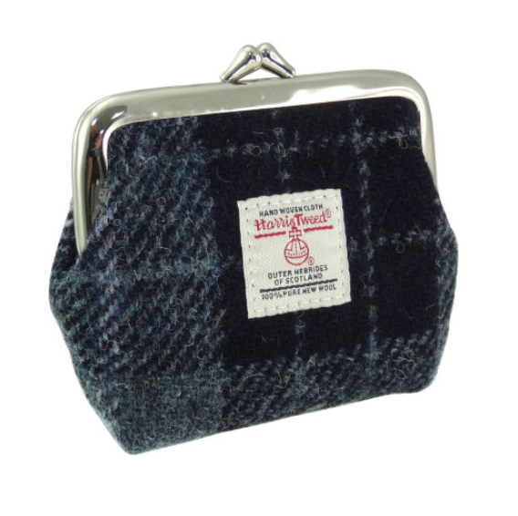 Grey & Black Tartan Clasp Top Coin Purse