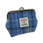 Dark Blue Turquoise Tartan Clasp Top Coin Purse