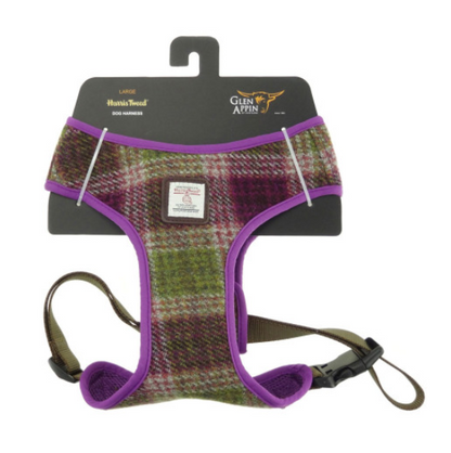 Purple Tartan Dog Harness