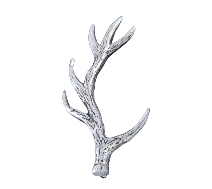 Brushed Pewter Stag Antler Kilt Pin