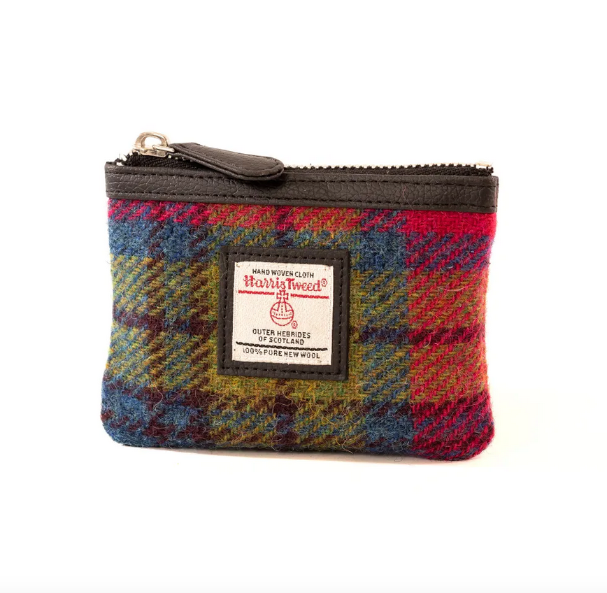 Blue Pink Check Coin Purse