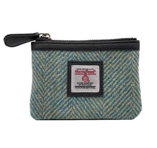 Turquoise Herringbone Coin Purse