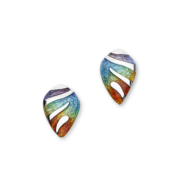 Single Drop Rainbow Sterling Silver Studs