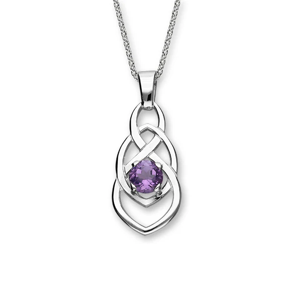 Amethyst Celtic Swirl Sterling Silver Necklace