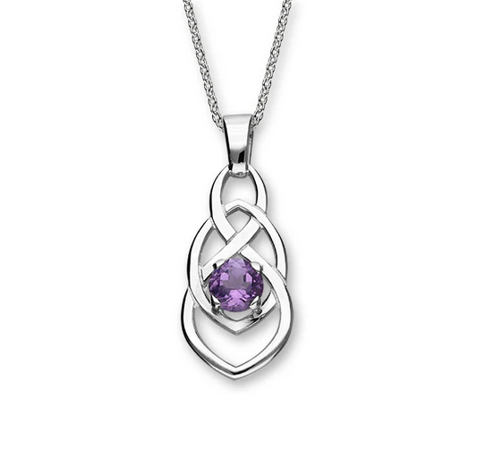 Amethyst Celtic Swirl Sterling Silver Necklace