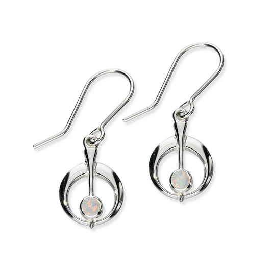 Harlequin White Opal Sterling Silver Drop Earrings