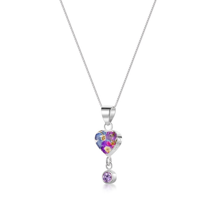 Purple Haze Heart Necklace With Cubic Zirconia Insert