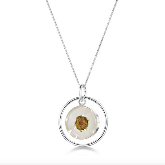 Sterling Silver Round Daisy Necklace